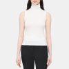 Women Theory Outlet | Sleeveless Turtleneck Top In Rib Knit Viscose White