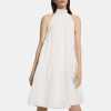 Women Theory Outlet | Tiered Halter Mini Dress In Cotton Blend White