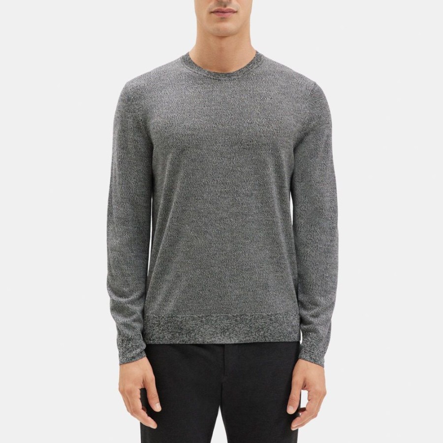 Men Theory Outlet | Crewneck Sweater In Merino Wool Black/White