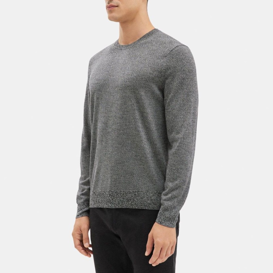 Men Theory Outlet | Crewneck Sweater In Merino Wool Black/White