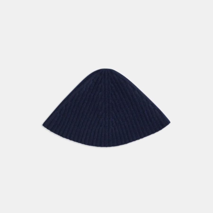 Women Theory Outlet | Beanie In Ribbed Wool Navy