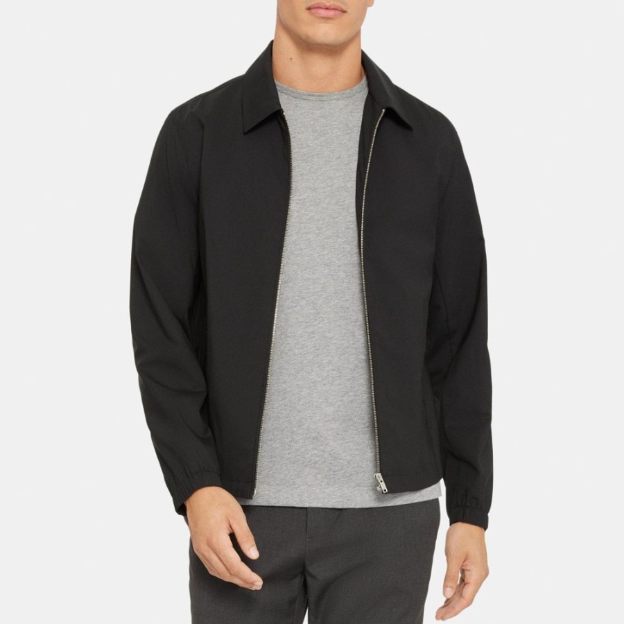 Men Theory Outlet | Full-Zip Jacket In Stretch Wool Black