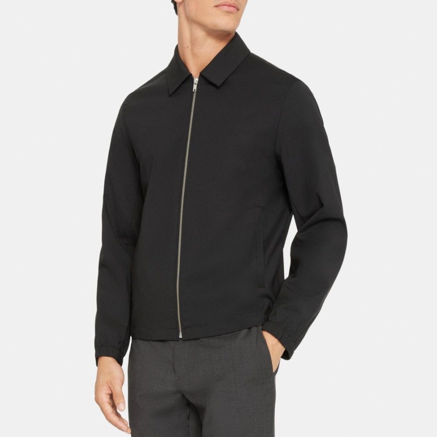 Men Theory Outlet | Full-Zip Jacket In Stretch Wool Black