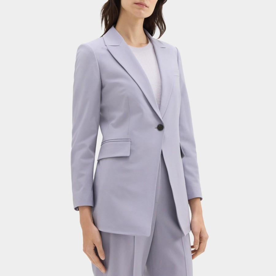 Women Theory Outlet | Single-Breasted Blazer In Sevona Stretch Wool Stork