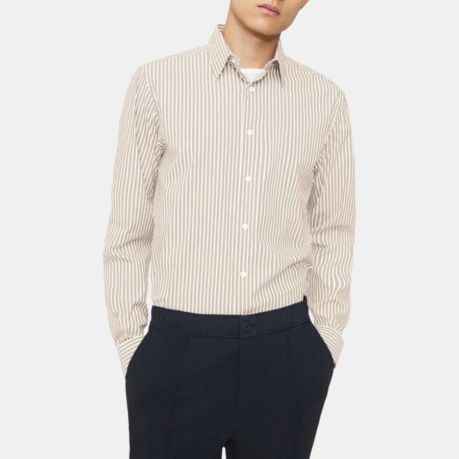 Men Theory Outlet | Standard-Fit Shirt In Striped Stretch Cotton