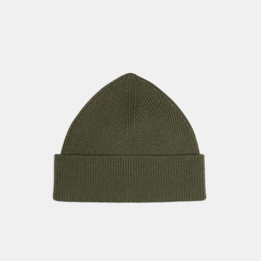 Men Theory Outlet | Beanie In Ribbed Cashmere Olive Branch