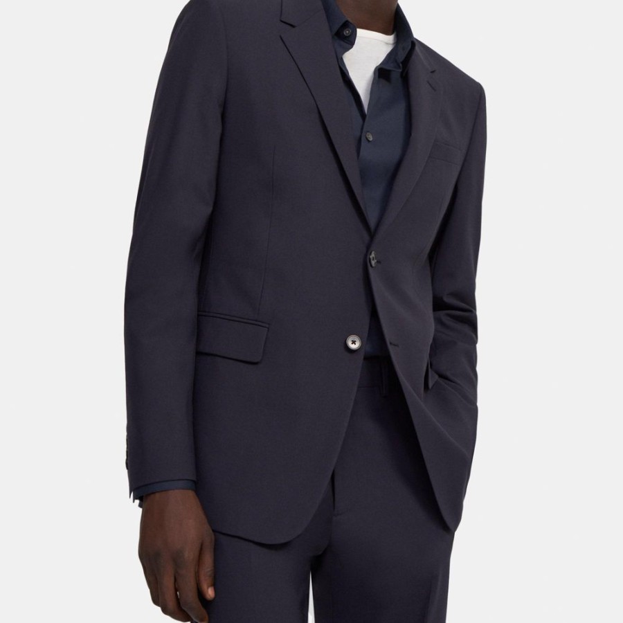 Men Theory Outlet | Structured Blazer In Stretch Wool Navy