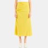 Women Theory Outlet | Stretch Silk Twisted Skirt Mustard