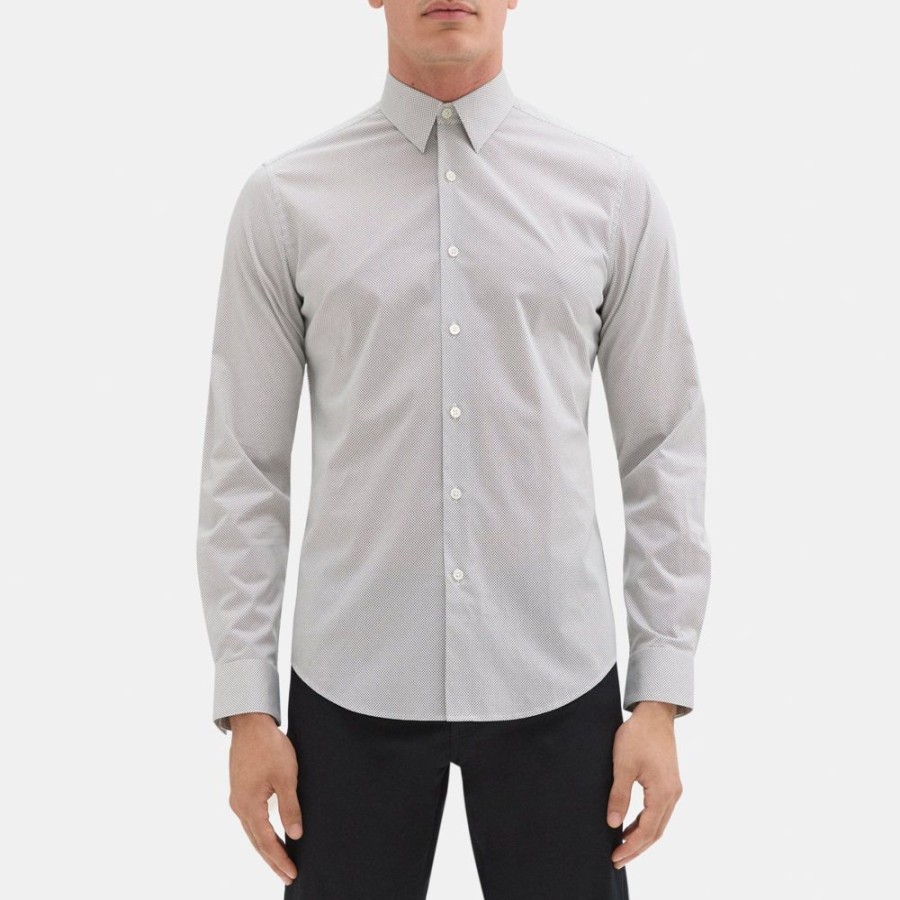 Men Theory Outlet | Tailored Shirt In Dotted Cotton