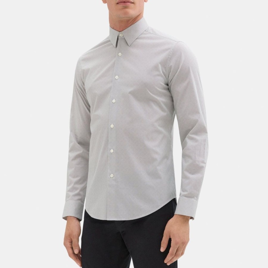 Men Theory Outlet | Tailored Shirt In Dotted Cotton