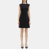 Women Theory Outlet | Cap-Sleeve Shift Dress In Stretch Knit Ponte Black