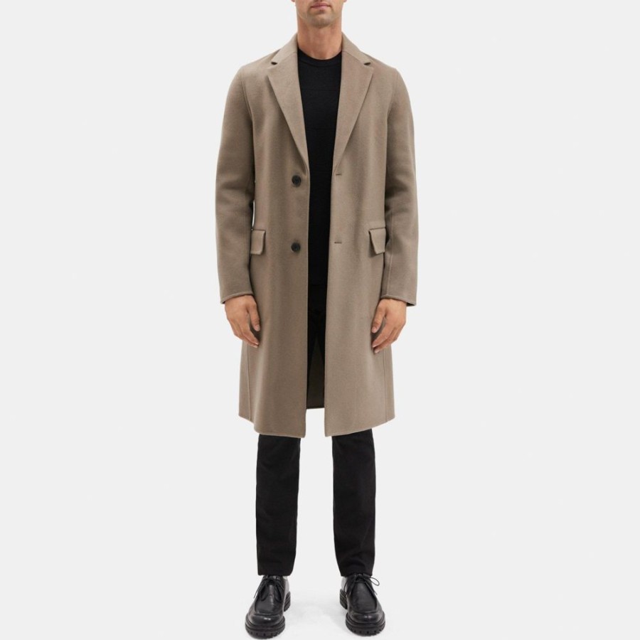 Men Theory Outlet | Topcoat In Recycled Wool-Cashmere Fossil