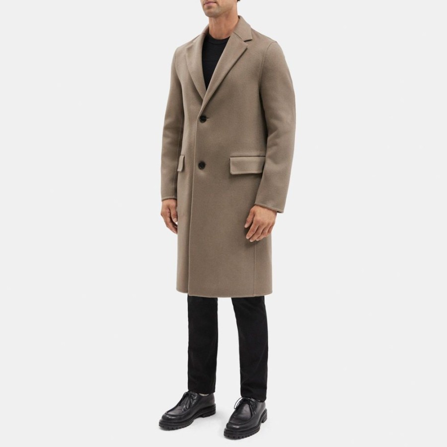 Men Theory Outlet | Topcoat In Recycled Wool-Cashmere Fossil