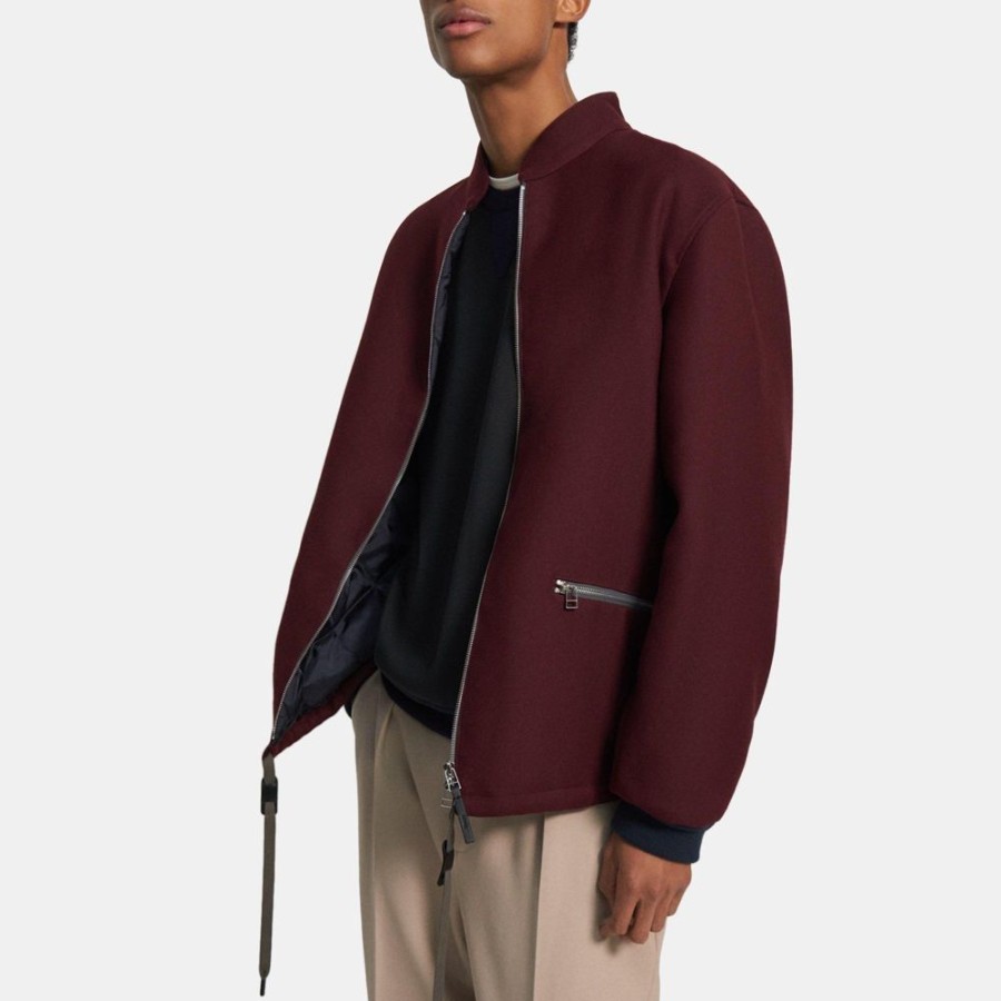 Men Theory Outlet | Bonded Wool Bomber Jacket Bordeaux