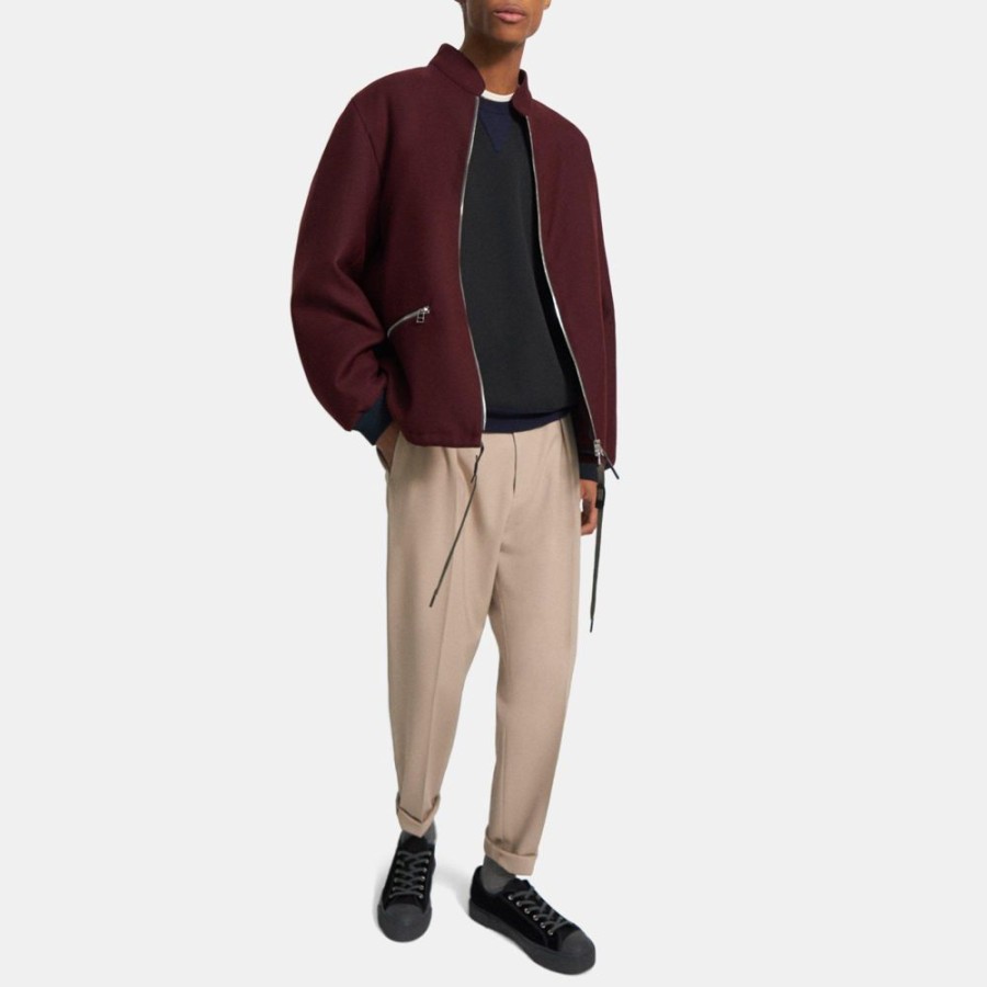 Men Theory Outlet | Bonded Wool Bomber Jacket Bordeaux