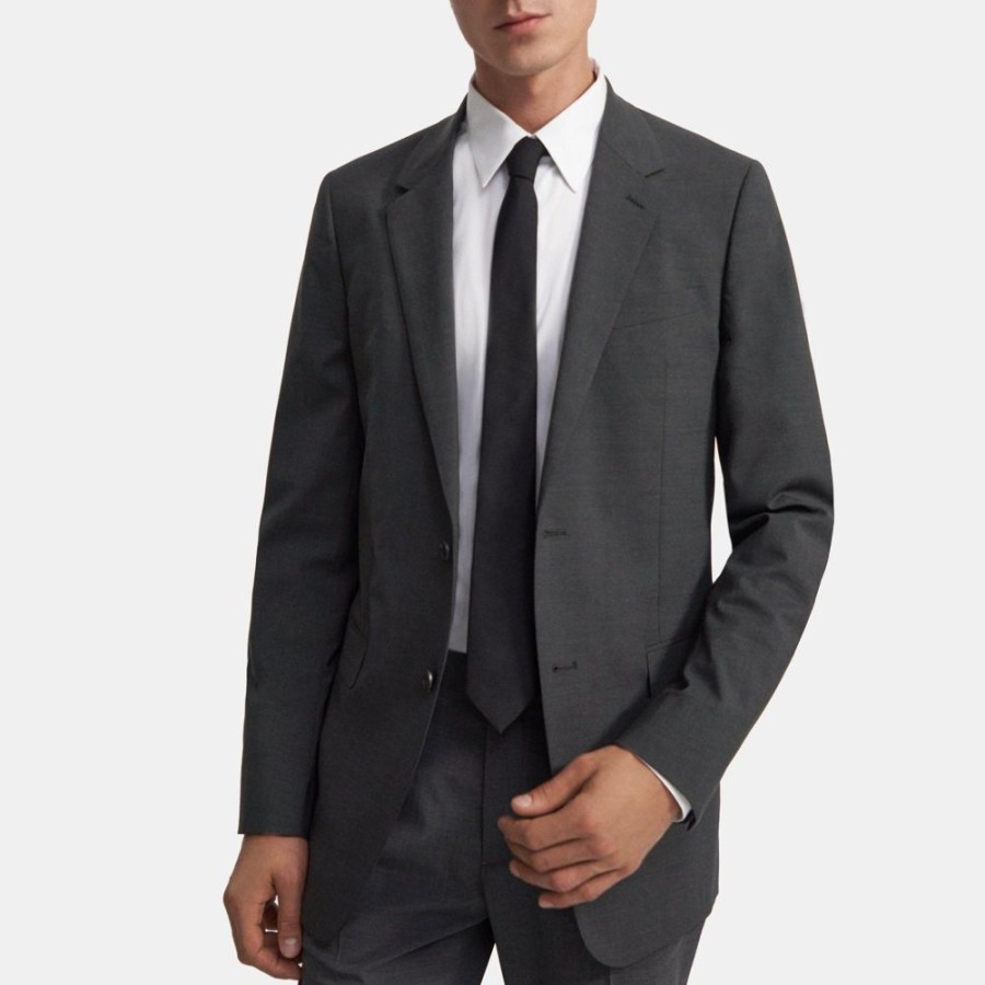 Men Theory Outlet | Structured Blazer In Stretch Wool Med Grey Heather