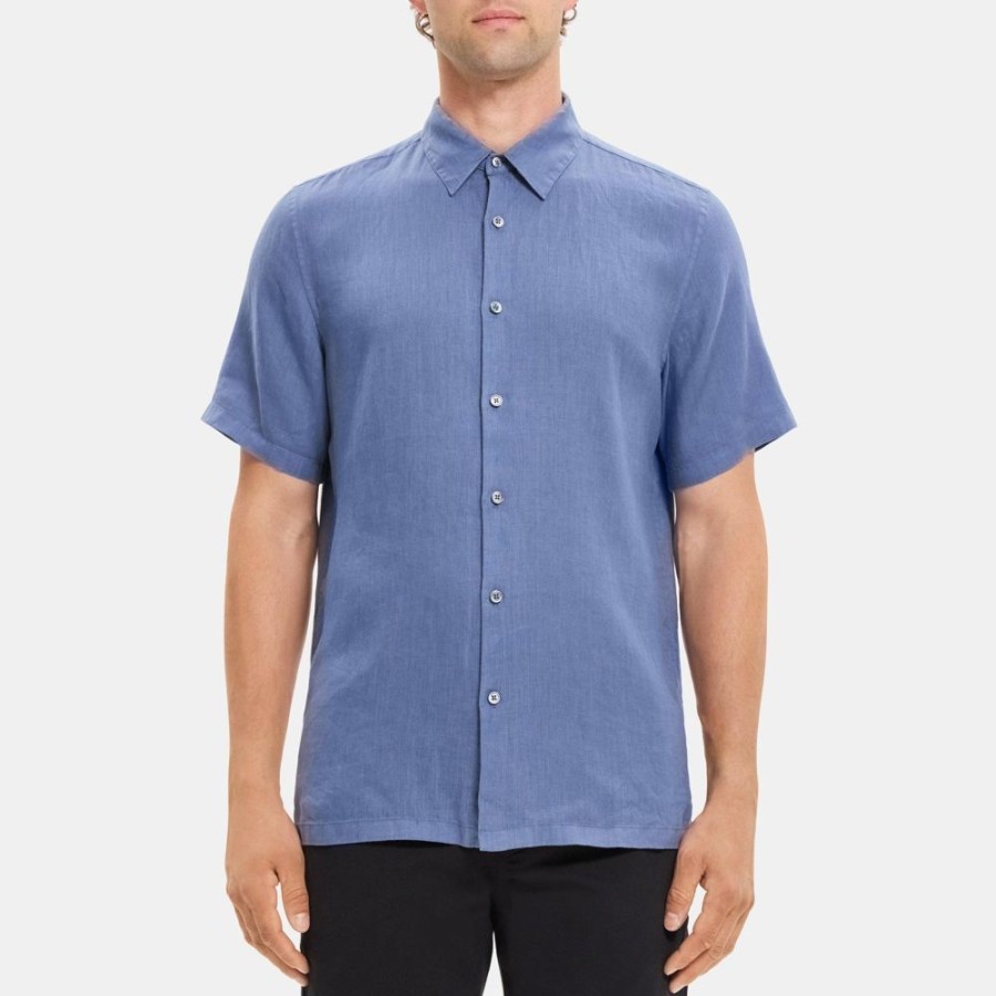 Men Theory Outlet | Standard-Fit Short-Sleeve Shirt In Linen