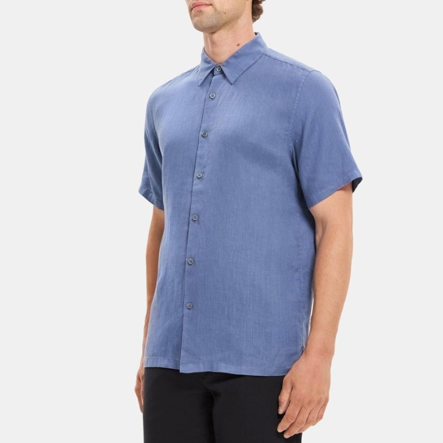 Men Theory Outlet | Standard-Fit Short-Sleeve Shirt In Linen