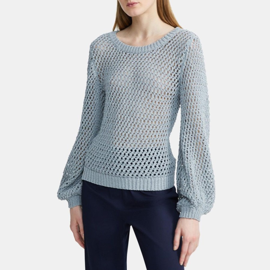 Women Theory Outlet | Cotton Nylon Mesh Pullover Clay