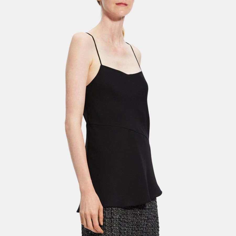 Women Theory Outlet | Draped Camisole In Recycled Georgette Black