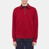 Men Theory Outlet | Quarter-Zip Polo Sweater In Terry Cotton Ruby