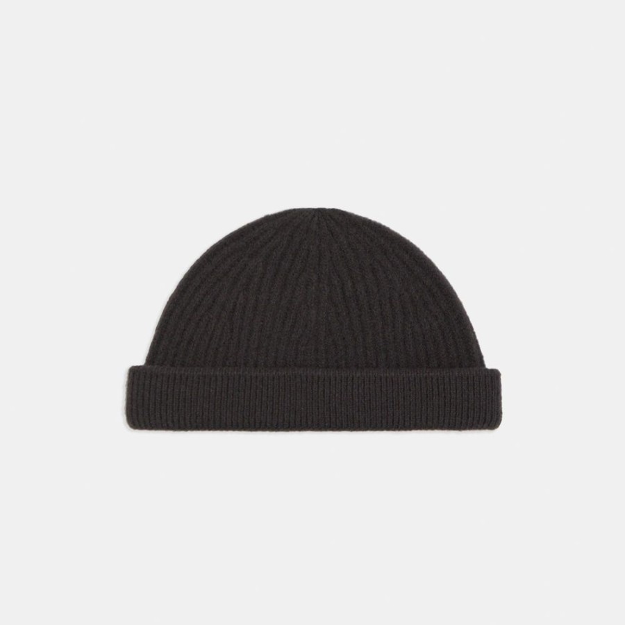 Women Theory Outlet | Cap In Ribbed Wool Charcoal