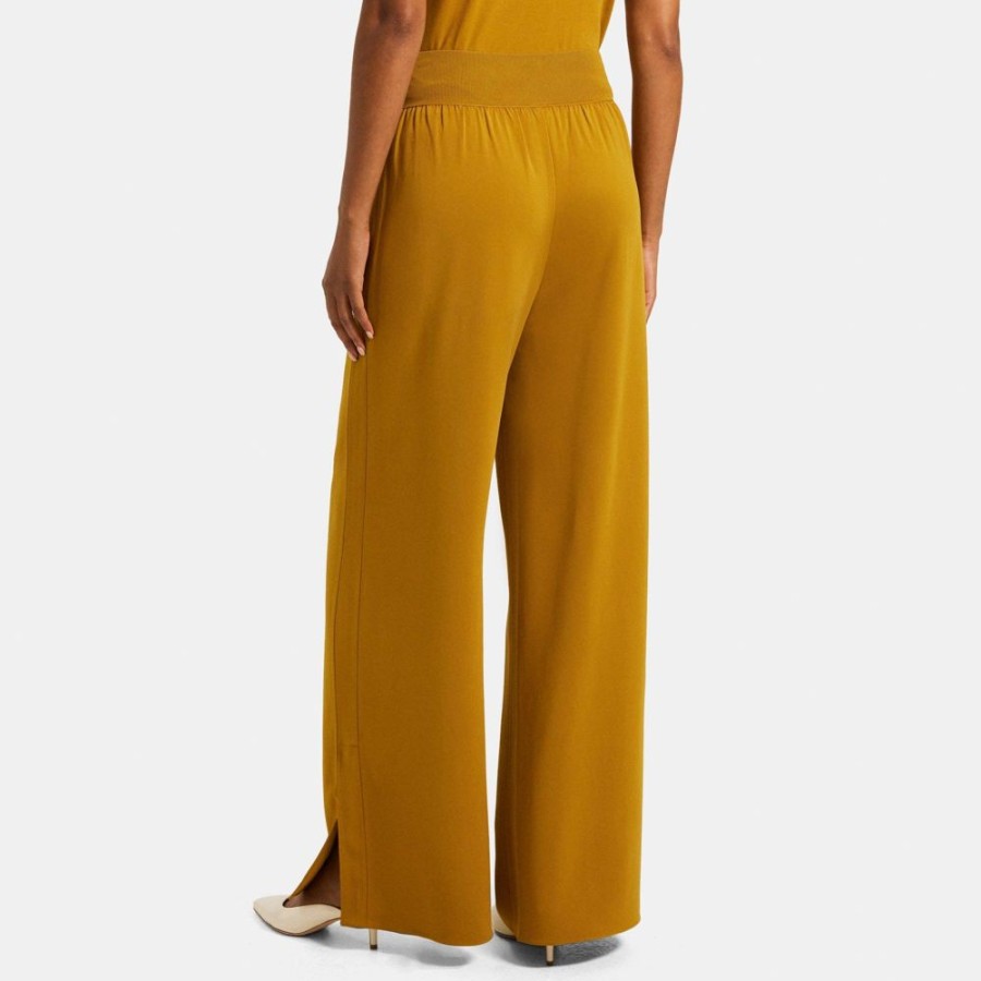 Women Theory Outlet | Wide-Leg Pull-On Pant In Drapey Viscose Sahara