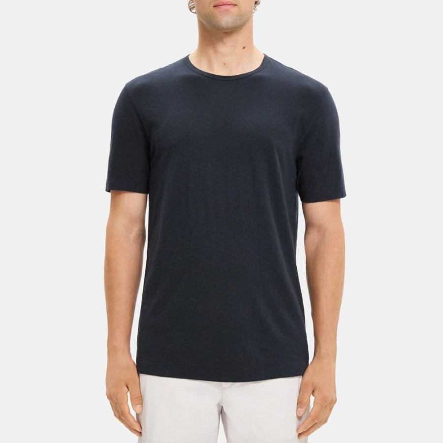 Men Theory Outlet | Relaxed Tee In Slub Cotton Eclipse