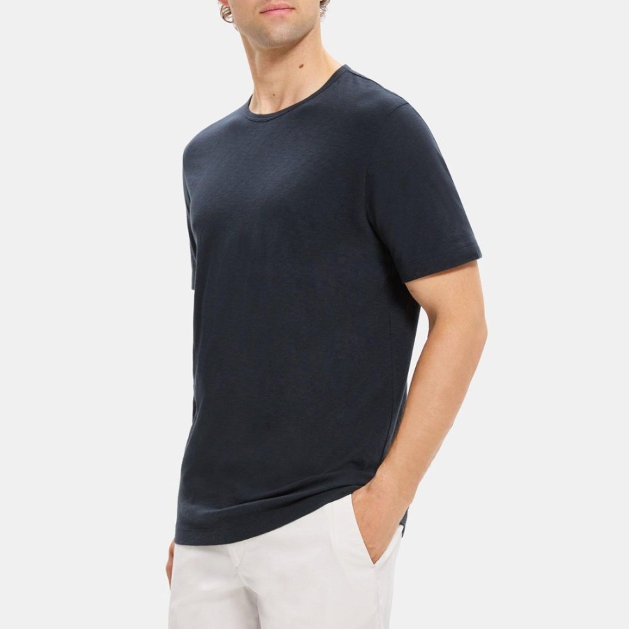 Men Theory Outlet | Relaxed Tee In Slub Cotton Eclipse