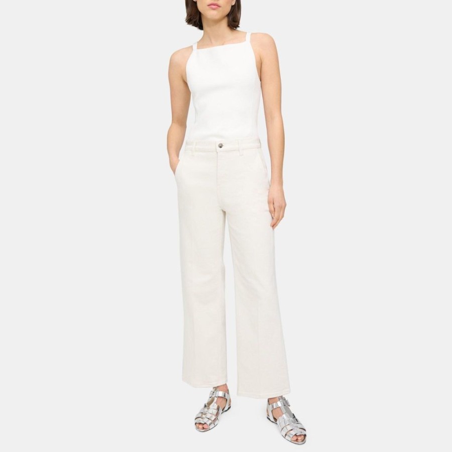 Women Theory Outlet | Wide Leg Jean In Dyed Denim Ecru